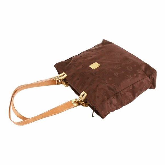 Authentic MCM Logos Pattern Shoulder Tote Bag brown - Picture 3 of 9